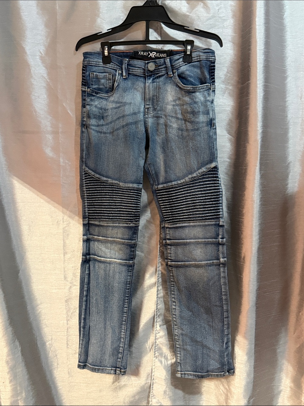 Xray Jeans Men’s Light Blue Washed Skinny Moto Jeans